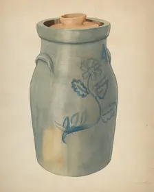 Earthenware Butter Churn, c. 1938. Creator: Wilbur M Rice