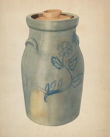 Earthenware Butter Churn, c. 1938. Creator: Wilbur M Rice