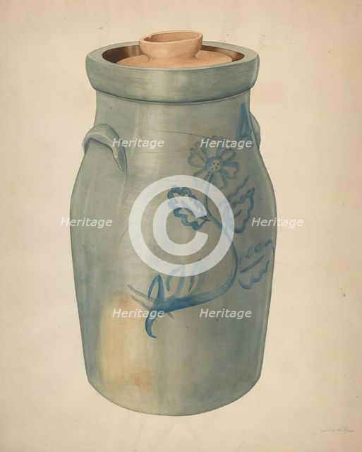 Earthenware Butter Churn, c. 1938. Creator: Wilbur M Rice.