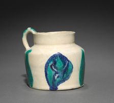 Earthenware Jug painted with Blue and Turquoise, 800s. Creator: Unknown