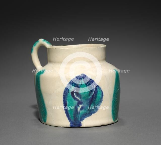 Earthenware Jug painted with Blue and Turquoise, 800s. Creator: Unknown.