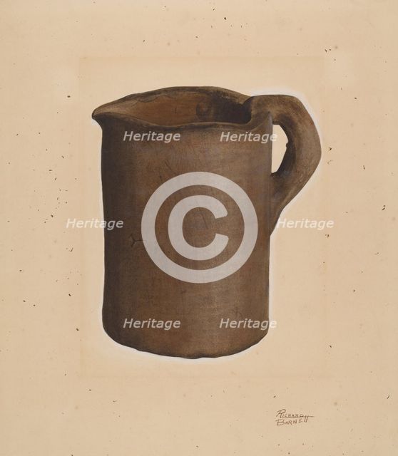 Earthenware Pitcher, c. 1938. Creator: Richard Barnett.