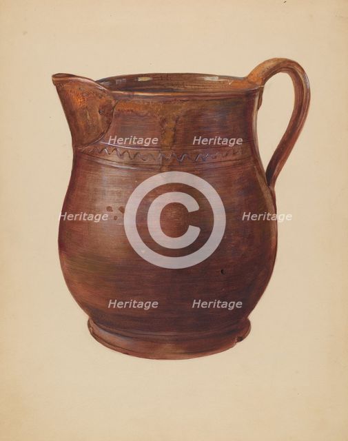Earthenware Pitcher, c. 1940. Creator: Mina Lowry.