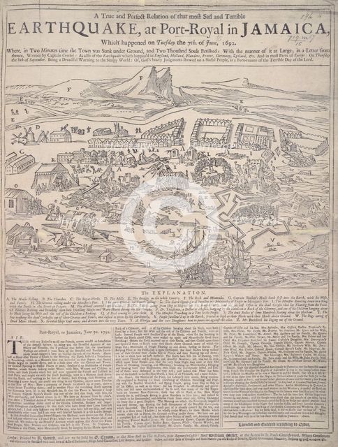 Earthquake at Port Royal, Jamaica, 7th June 1692. Creator: Unknown.