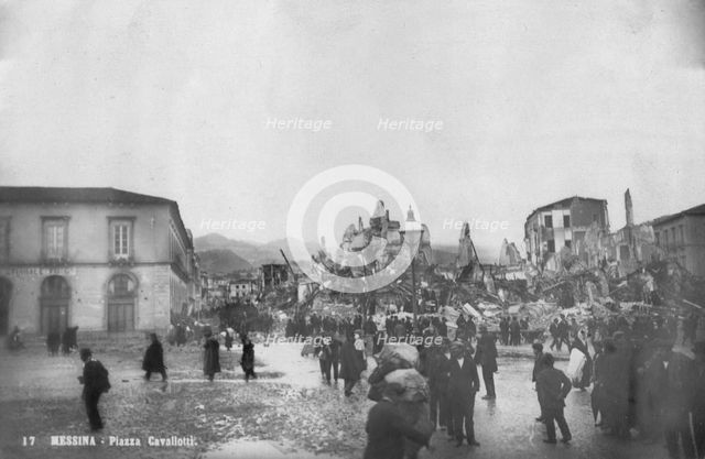 Earthquake damage in the Piazza Cavallotti, Messina, Sicily, Italy, December 1908. Artist: Unknown