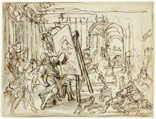 Earthquake in an Artist's Studio, c.1660. Creator: Pietro da Cortona