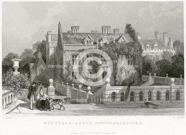 East terrace, Newstead Abbey, Nottinghamshire, 1838. Artist: D Buckle