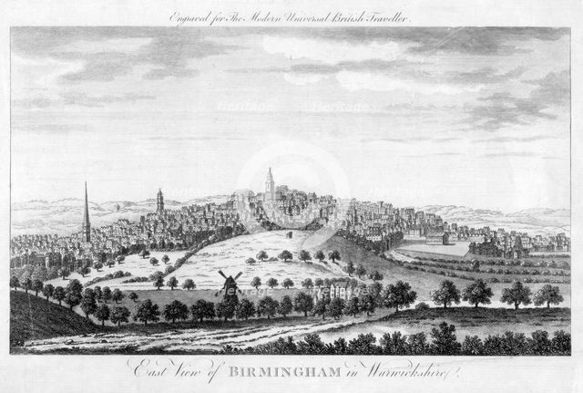 'East View of Birmingham in Warwickshire', 1779. Creator: Unknown.