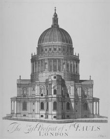 East view of St Paul's Cathedral, City of London, 1720. Artist: Anon