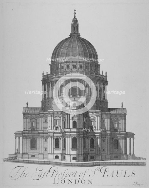 East view of St Paul's Cathedral, City of London, 1720. Artist: Anon