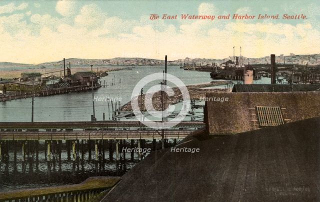 East Waterway and Harbor Island, Seattle, Washington, USA, 1911. Artist: Unknown