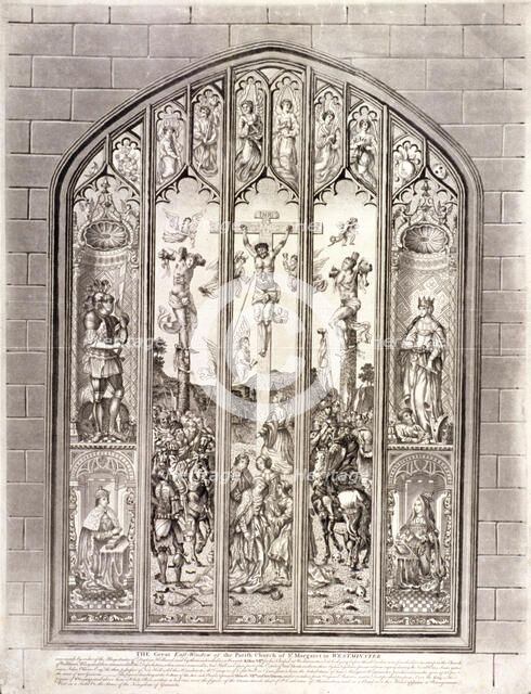 East window in St Margaret, Westminster, depicting the crucifixion, London, 1800. Artist: Anon