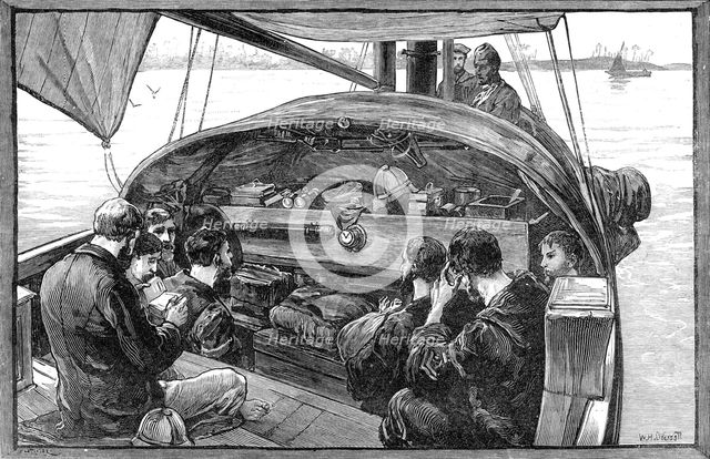 East African Slave Trade: Sunday morning service on board the steam-pinnace of H.M.S. London, 1881. Creator: R&E Taylor.