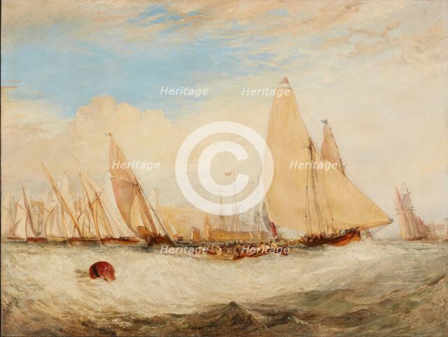 East Cowes Castle, the Seat of J. Nash, Esq., the Regatta Beating to Windward, 1828. Creator: JMW Turner.