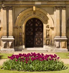 East door and bed of tulips, Audley End House and Gardens, Saffron Walden, Essex, 2007. Artist: Historic England Staff Photographer