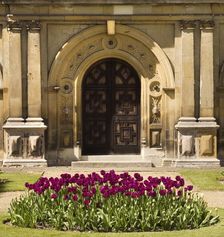 East door and bed of tulips, Audley End House and Gardens, Saffron Walden, Essex, 2007. Artist: Historic England Staff Photographer