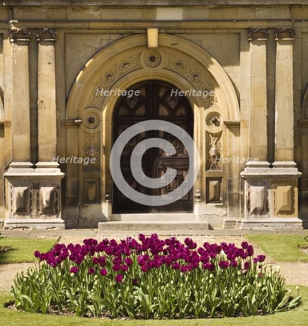 East door and bed of tulips, Audley End House and Gardens, Saffron Walden, Essex, 2007.  Artist: Historic England Staff Photographer.