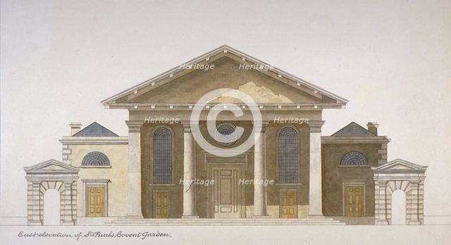 East elevation of the Church of St Paul, Covent Garden, London, c1830. Artist: Anon