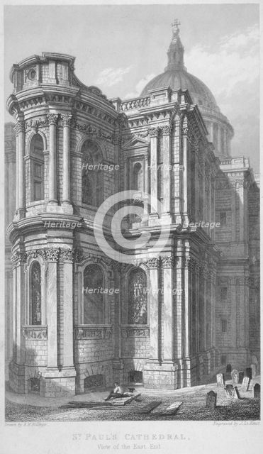East end of St Paul's Cathedral, City of London, 1837. Artist: John Le Keux