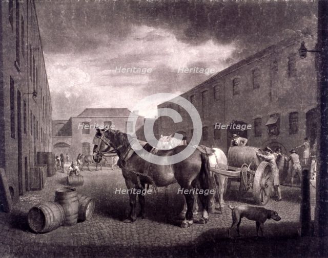 East end of Whitbread's Brewery, Chiswell Street, Islington, London, c1792.  Artist: Richard Earlom