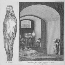 East end of the north crypt in St Paul's Cathedral, City of London, 1820. Artist: James Peller Malcolm