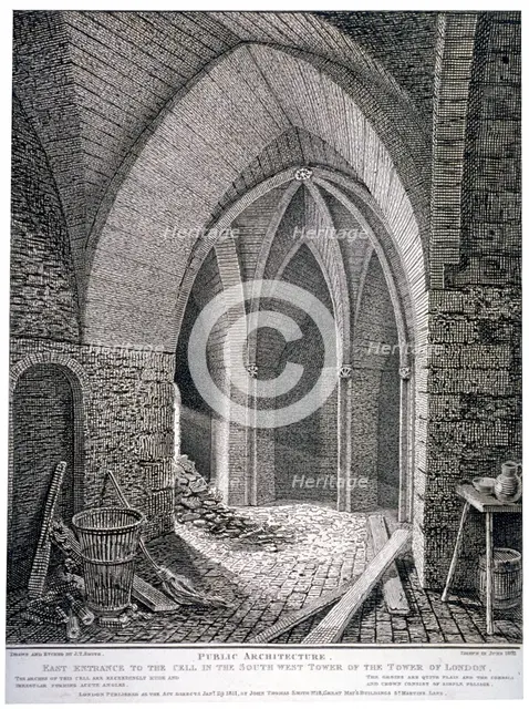 East entrance to the cell in the south-west tower of the Tower of London, 1802. Artist: John Thomas Smith