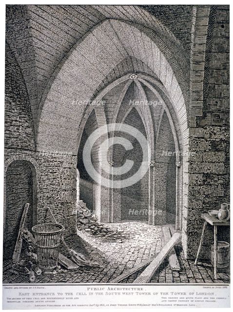 East entrance to the cell in the south-west tower of the Tower of London, 1802. Artist: John Thomas Smith