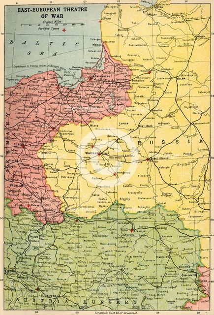 'East-European Theatre of War', 1914-1918, (c1920). Creator: John Bartholomew & Son.