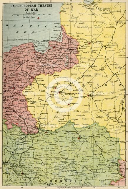 'East-European Theatre of War', 1914-1918, (c1920). Creator: John Bartholomew & Son.