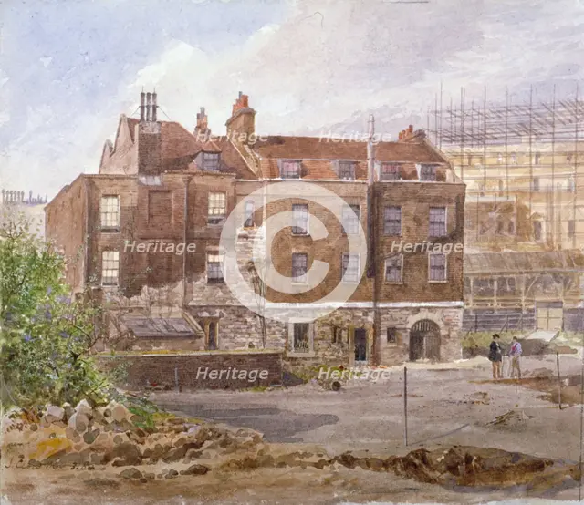 East front of the Almonry office, Middle Scotland Yard, Westminster, London, 1884.  Artist: John Crowther