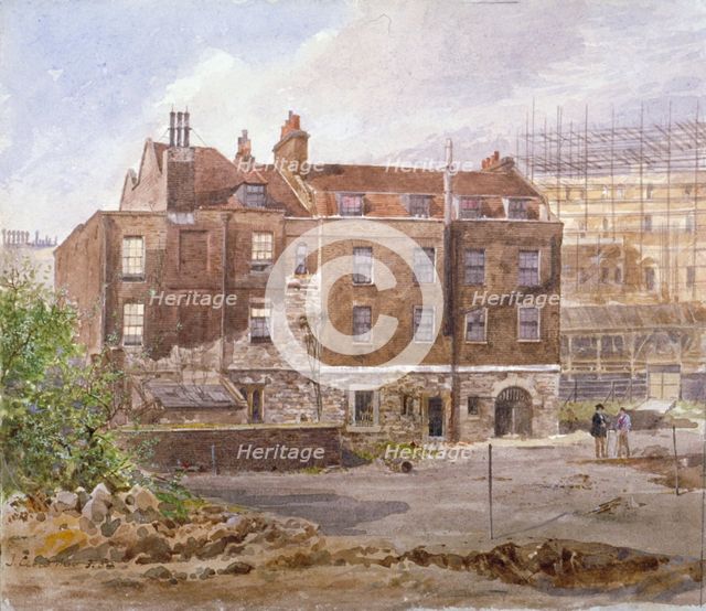 East front of the Almonry office, Middle Scotland Yard, Westminster, London, 1884.  Artist: John Crowther