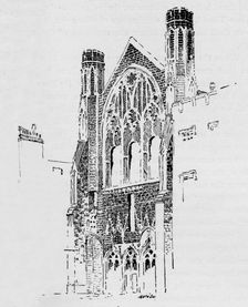 East Front of St. Stephen's Chapel as it appeared after the fire of 1834 c1897. Artist: William Patten