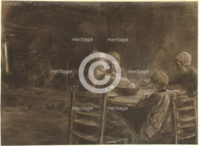 East Frisian Peasants Eating Supper, 1893. Creator: Max Liebermann.