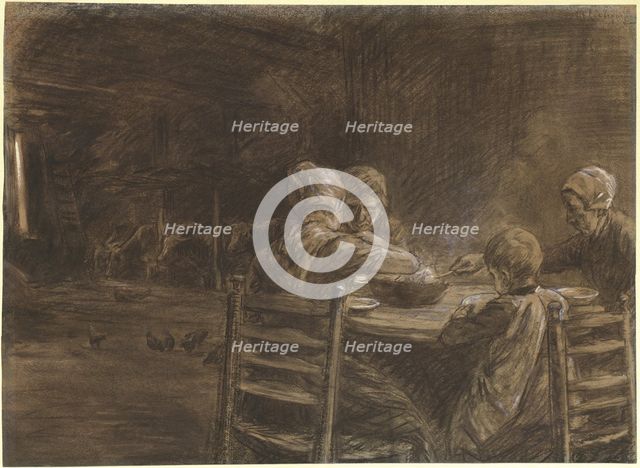 East Frisian Peasants Eating Supper, 1893. Creator: Max Liebermann.