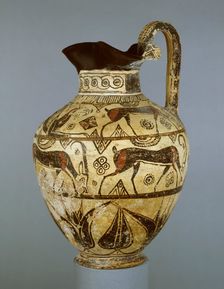 East Greek (Rhodian) oinochoe, Wild Goat style, 630-600 BC