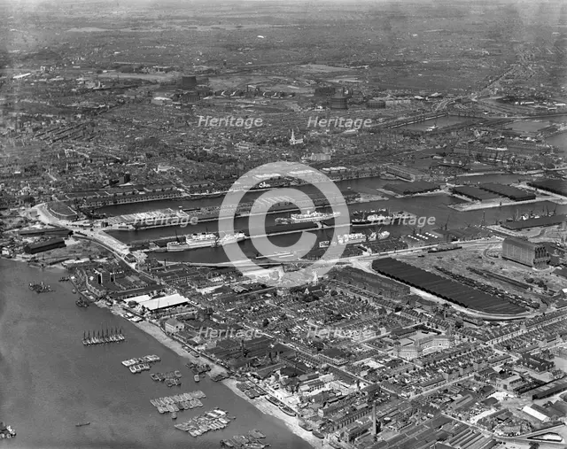 East India Docks, London, 1937. Artist: Aeropictorial Ltd.