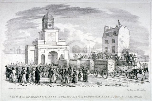 East India Docks, London, c1825.           Artist: Vear