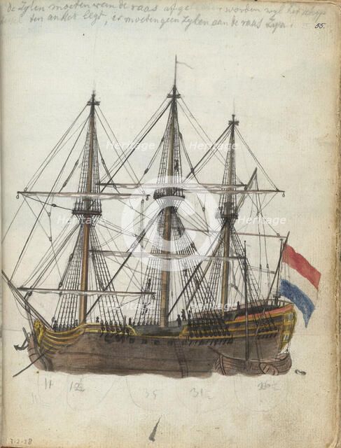 East Indiaman at anchor, 1785.  Creator: Jan Brandes.