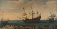 East Indiamen off a Coast, c.1600-c.1630. Creator: Hendrick Cornelisz Vroom