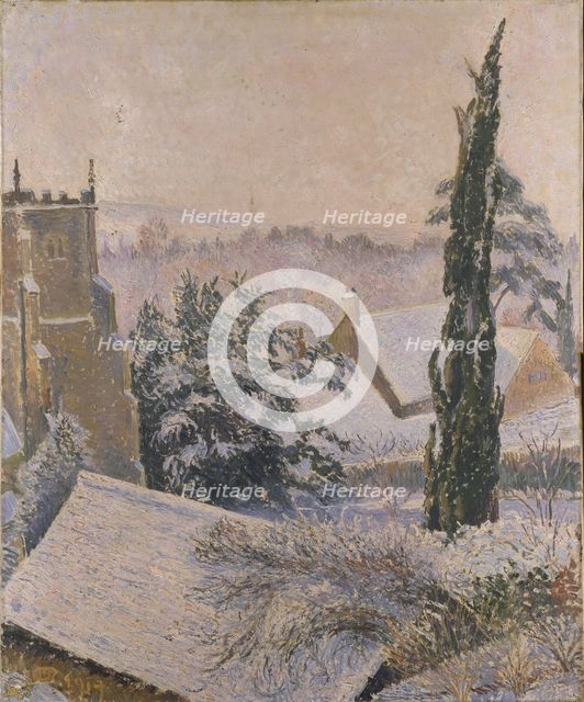 East Knoyle Church: Snow, 1917. Artist: Lucien Pissarro.