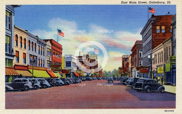 East Main Street, Galesburg, Illinois, USA, 1940. Artist: Unknown