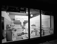 East Midlands Gas Board shop window cooker display, Dronfield, Derbyshire, 1961. Creator: Michael Walters