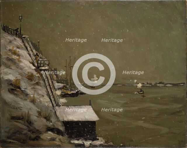 East River Embankment, Winter, 1900. Creator: Robert Henri.