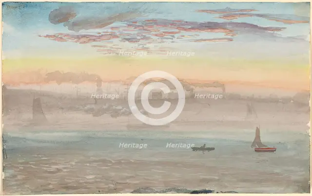 East River, Sunrise, 1862. Creator: Charles de Wolf Brownell.