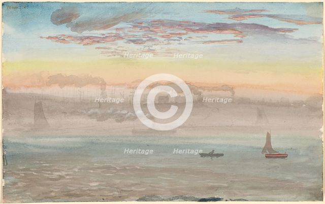 East River, Sunrise, 1862. Creator: Charles de Wolf Brownell.