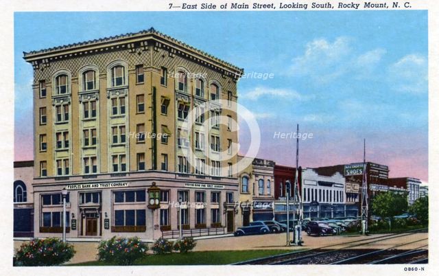 East side of Main Street, looking south, Rocky Mount, North Carolina, USA, 1940. Artist: Unknown