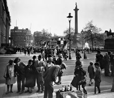 East side of Trafalgar Square, City of Westminster, London. Creator: Unknown