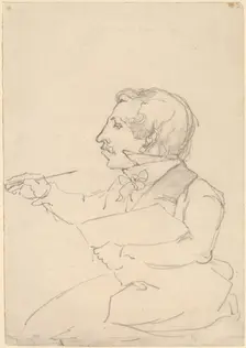 Eastman Johnson Sketching, c. 1849/1851. Creator: Emanuel Gottlieb Leutze