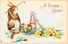 Easter card with a golfing theme, British, 1924. Creator: Unknown