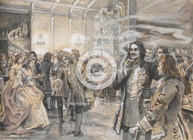 Easter Celebrations at the Court of Peter the Great. Artist: Samokish-Sudkovskaya, Elena Petrovna (1863-1924)